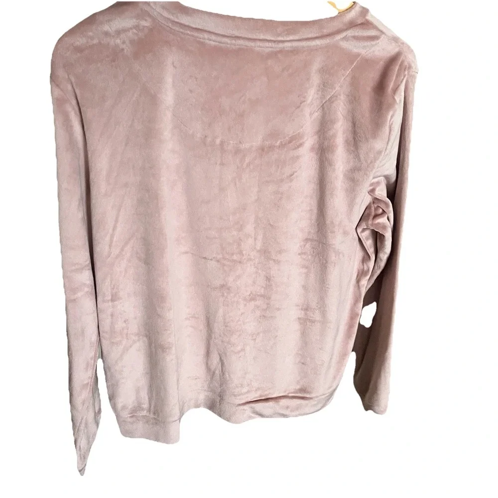 Juicy Couture Blush Pink Velour Bling Top Sleep Shirt Sz L Cozy Loungewear‎ Y2K